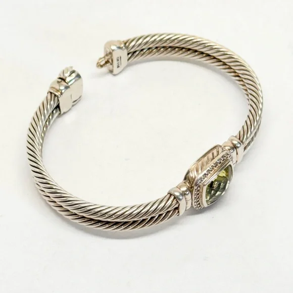 David Yurman .925 Lemon Citrine Diamond Albion Cable Bracelet - Picture 9 of 10